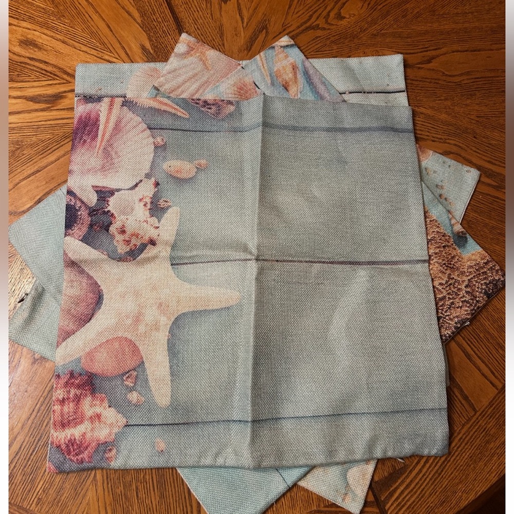 Seashell Print Decorative Pillow Cover - Coastal Blue